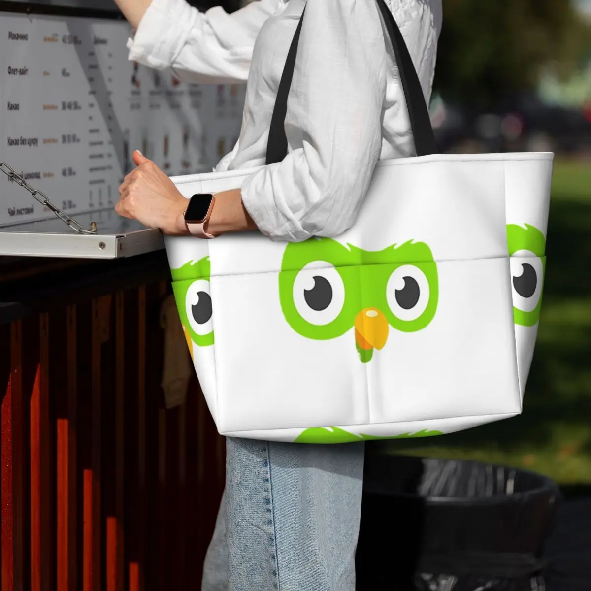 Duolingo Owl Duo Beach Tote Bag Sport Gym Yoga Duffle Large Tote Bag Women Travel Bag Fitness bag