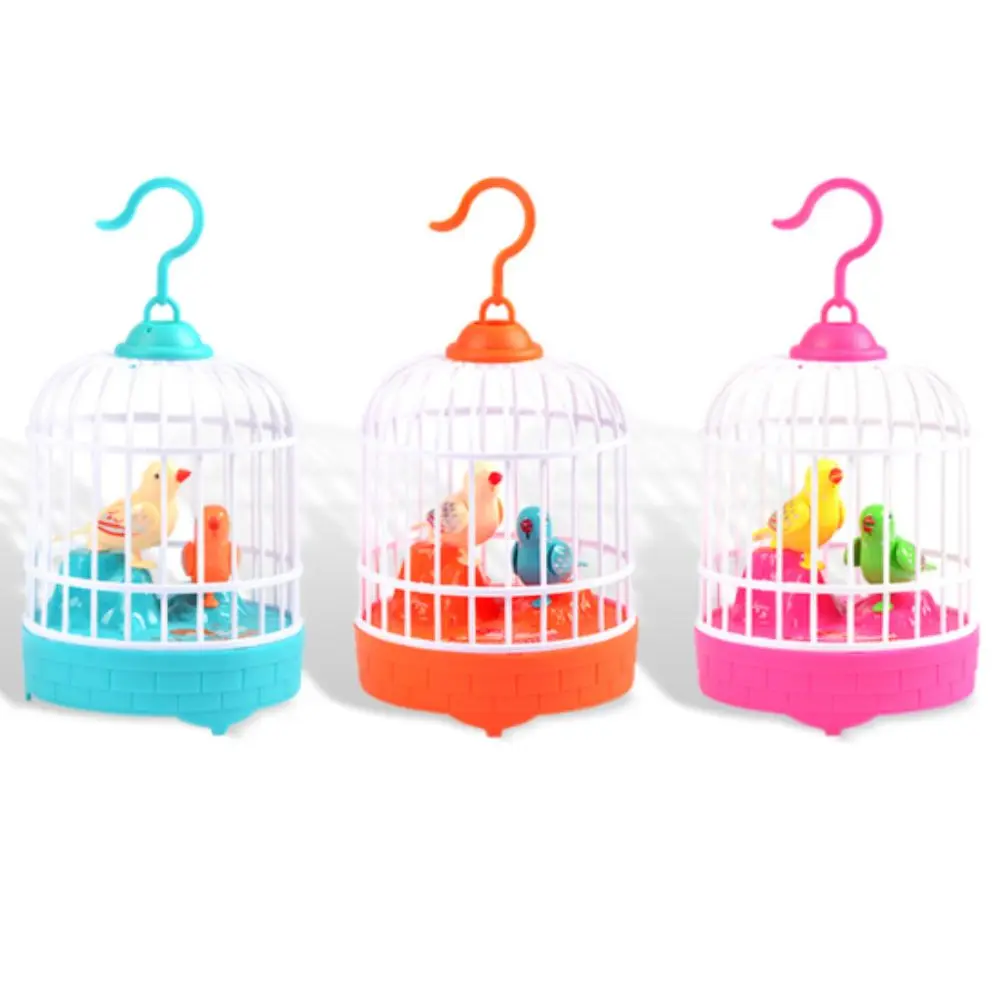 Cage à oiseaux électrique à contrôle du son, jouet réaliste, voix éducative parlante, Cage à perroquets électrique, Simulation lumineuse