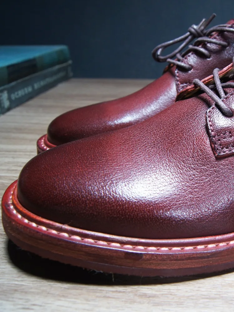 Handmade Vegetable-tanned Washed Cowhide Vintage Derby Shoes Men Business Casual Lace-up Leather Shoes