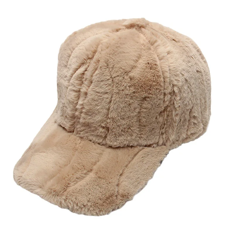 หมวกเบสบอลผ้าพลัฌสำหรับผู้หญิง หมวกฤดูหนาวบุขนเทียมหนานุ่ม อุ่นสบาย สไตล์ลำลอง หมวกแบบ Snapback สำหรับผู้หญิง สีพื้น กันลม ปรับขนาดได้
