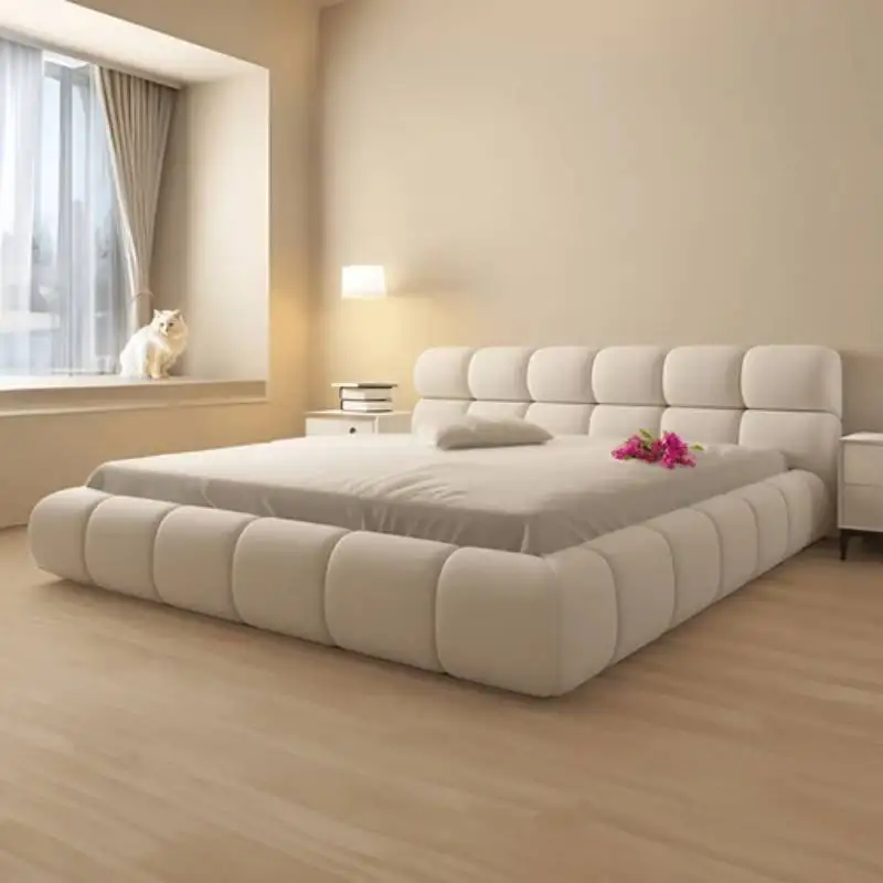 

Unique Double Bed Bedroom Aesthetic Europian Nordic Bed Queen Size Minimalist Lit De Chambre A Coucher Bedroom Furniture