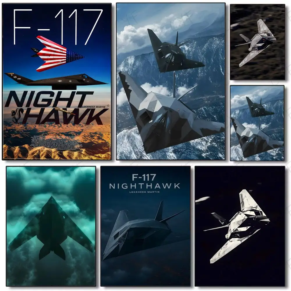 Military Aircraft F-F-117 Nighthawk Poster Painting Wall Art Mural for Living Room Home Decor and Gifts