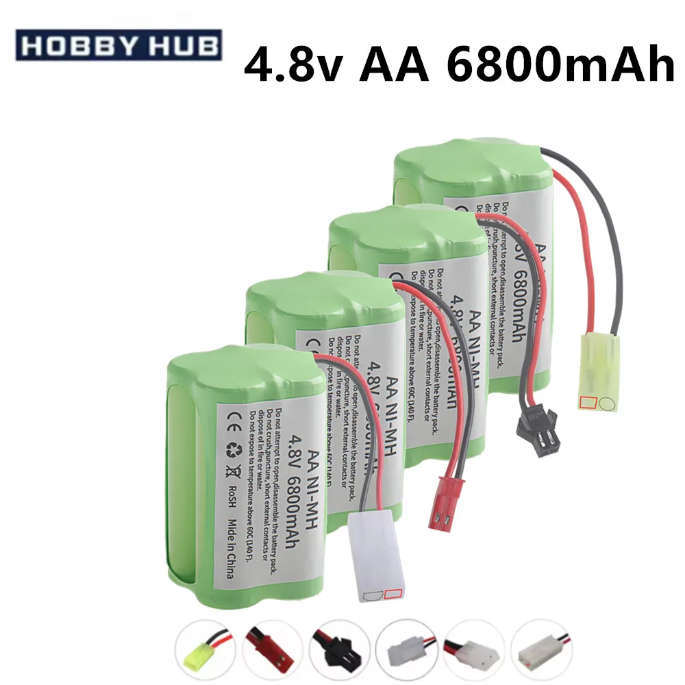 Upgrade 4.8v 6800mah 2400mAh NiMH Battery For Rc Toys Cars Tank Truck Robots Guns Boats AA Ni-MH 4.8v Rechargeable Battery Pack
