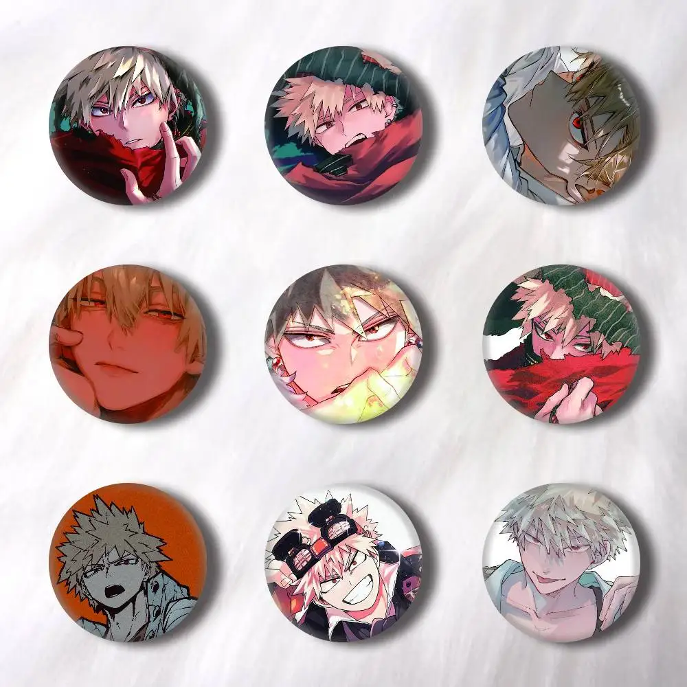 Anime Bakugo Katsuki Creative Round Button Badges Cute Pin Brooch for Backpack Clothes Lapel Jewelry Accessories Friends Gift