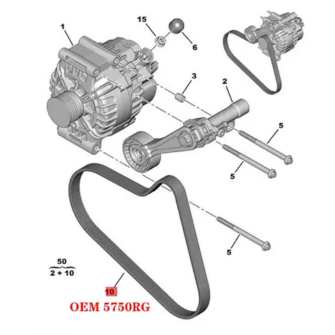 5750RG 6PK905 Fan Alternator Rib-Belt For 308CC RCZ Citroen C4 DS 3008 1.6T-A27R