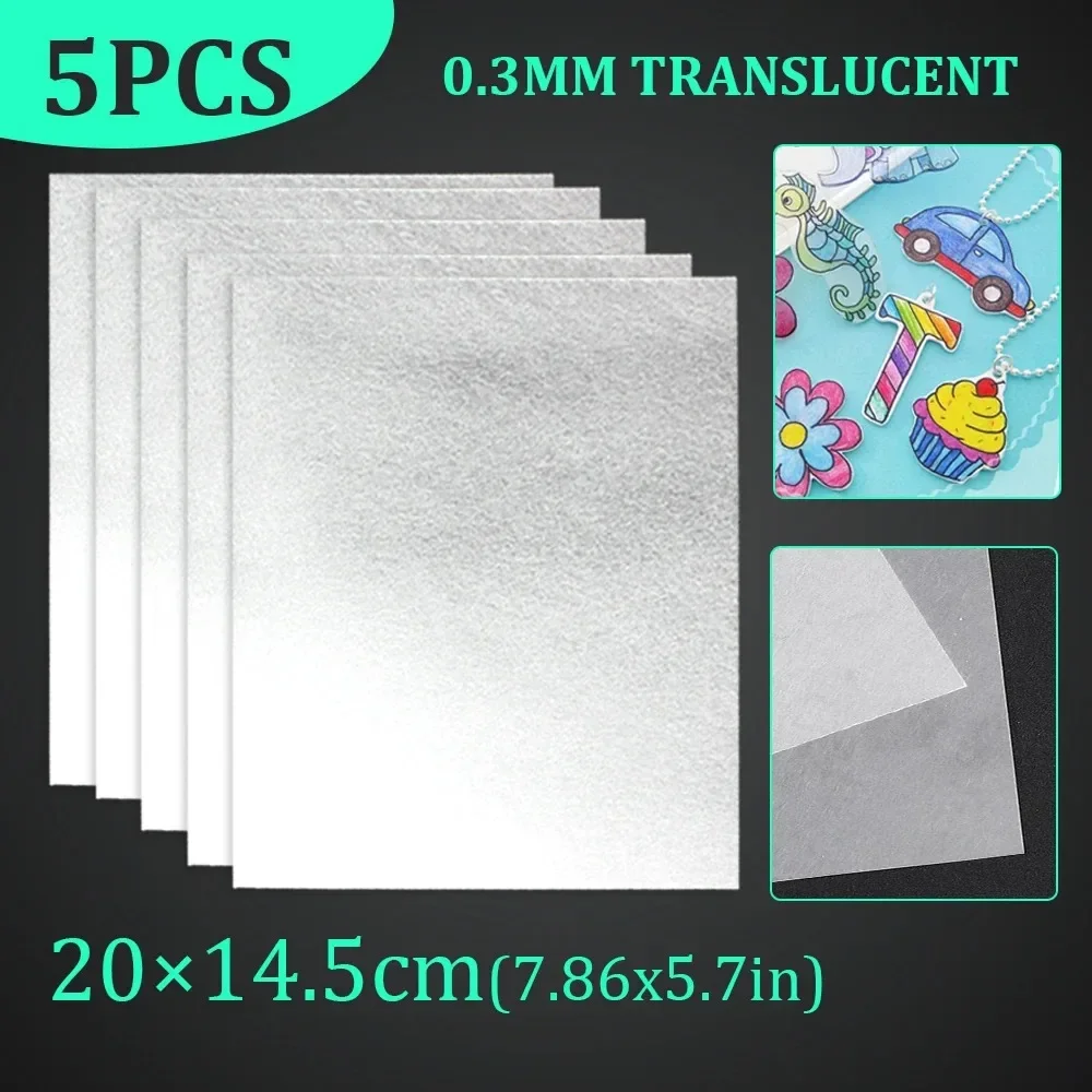 5Pcs Shrink Plastic Sheets Fun Thermal Heat Shrink Film Translucent Sheets Blank Shrink Art Film Paper For DIY 14.5x20cm image 2