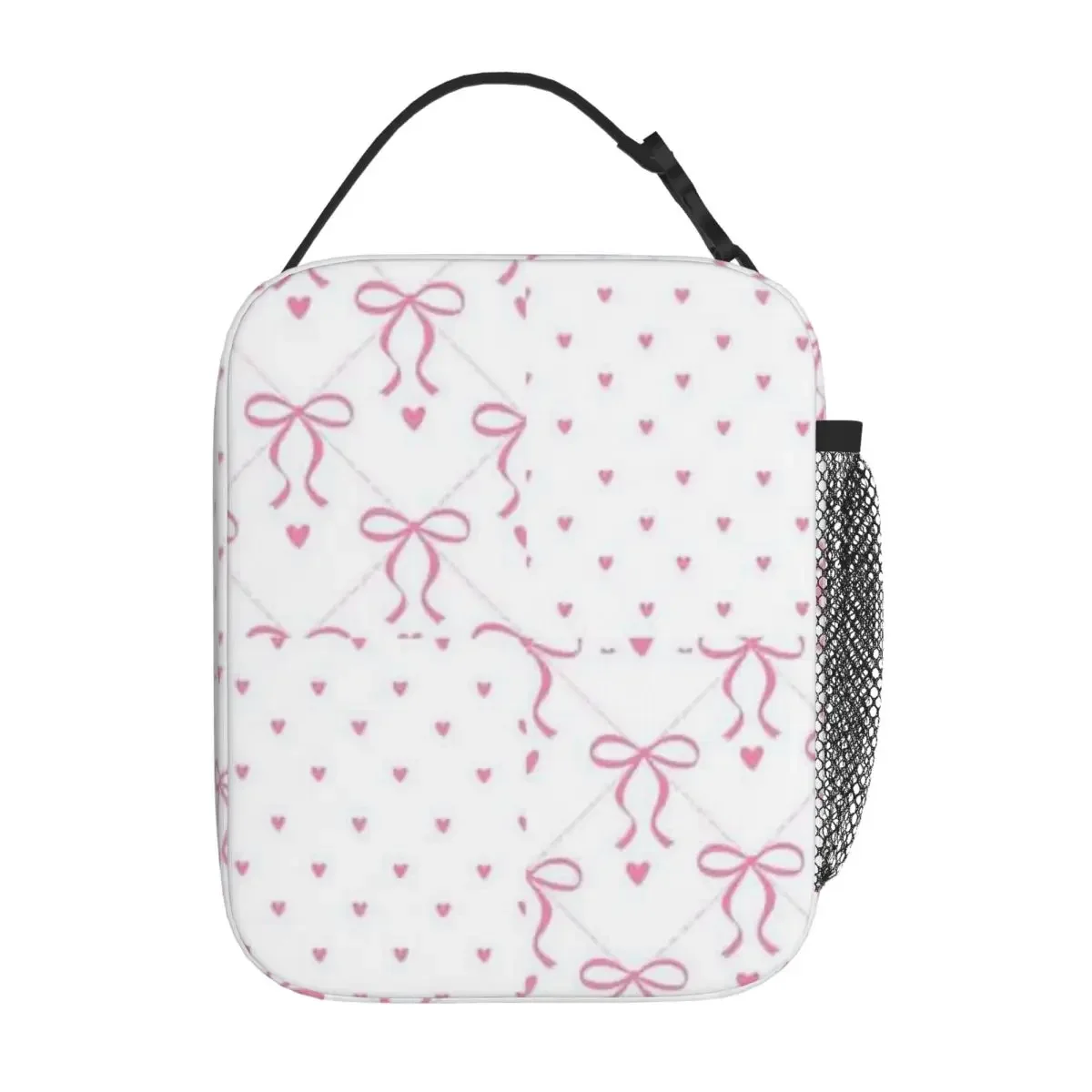 Bestselling Pink Ribbon And Heart Vintage Waterproof Lunch Bag Campus Lunch Small Lunch Bag