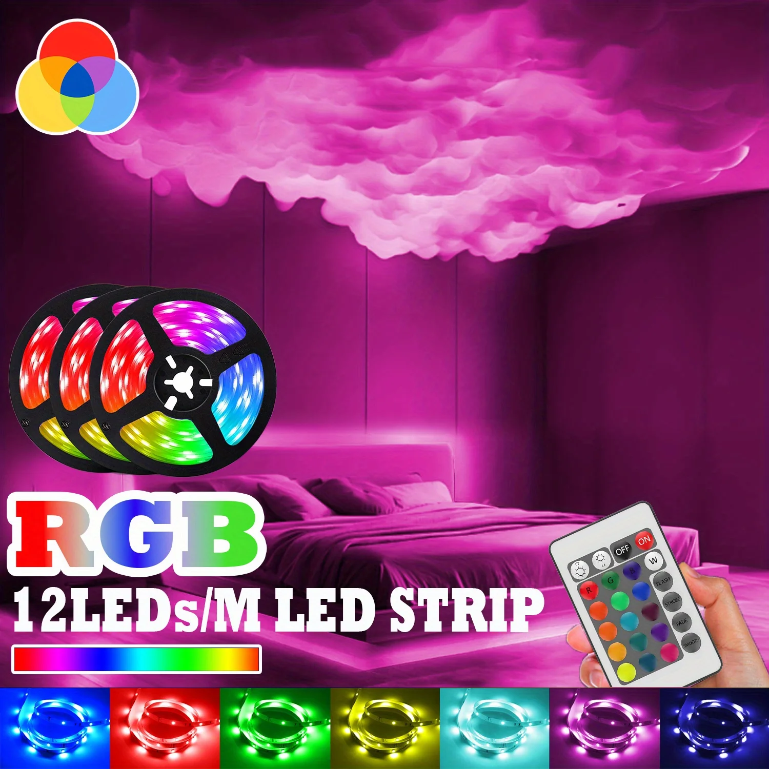 

Светодиодные ленты USB RGB, светодиодные лампы с 24-клавишным пультом дистанционного управления, 5В RGB-подсветка с изменением цвета для спальни, кухни