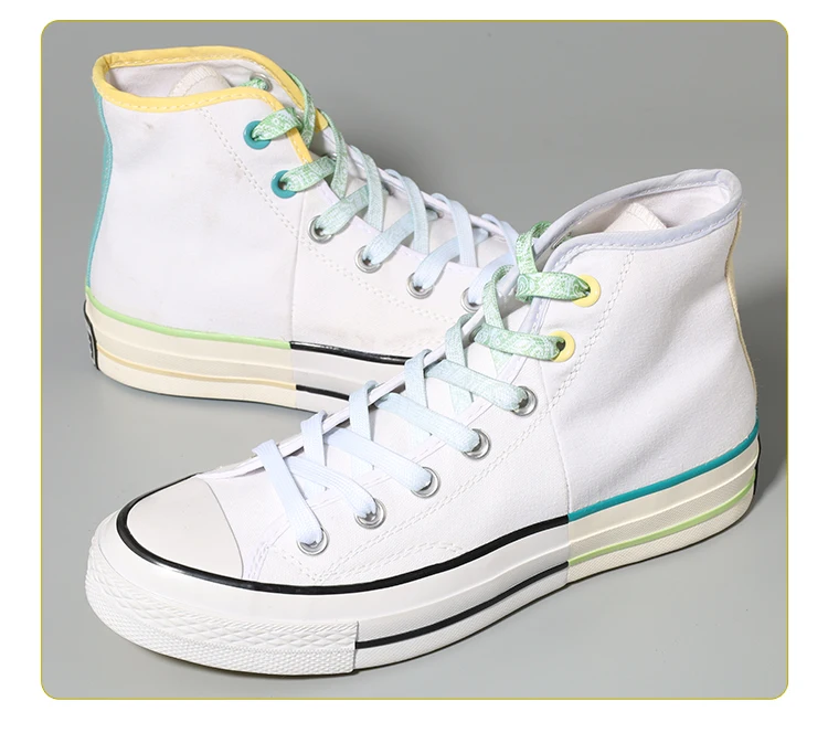 Flache, kreative, trendige Schnürsenkel mit Farbverlauf, Cashew-Blumen-Schnürsenkel, Macaron-Sneaker-Schnürsenkel, kleine weiße Schuhe – Detail 10