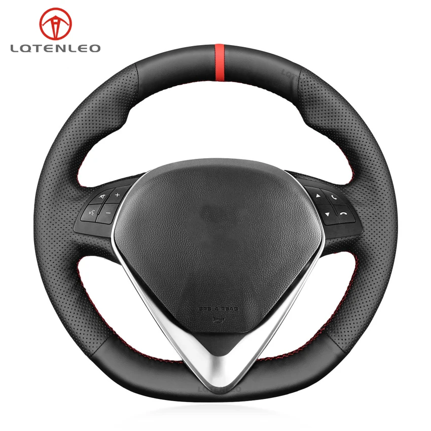 Black Faux Leather Hand-stitched No-slip Soft Car Steering Wheel Cover Braid For Alfa Romeo Giulietta 2014-2021 MiTo 2014-2019