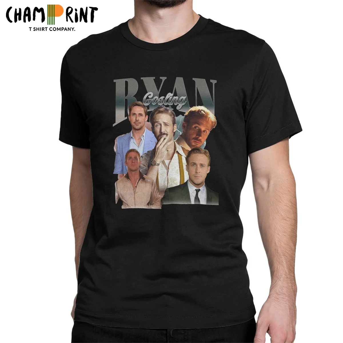 Мужская футболка с коротким рукавом, круглым вырезом и принтом