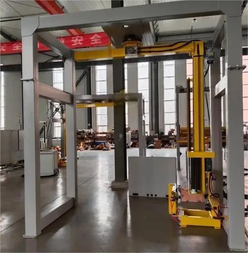 Longmen Frame Rotating Arm Stretch Wrapper Automatic Cantilever Film Wrapping Machine for Bulk Packaging Customize