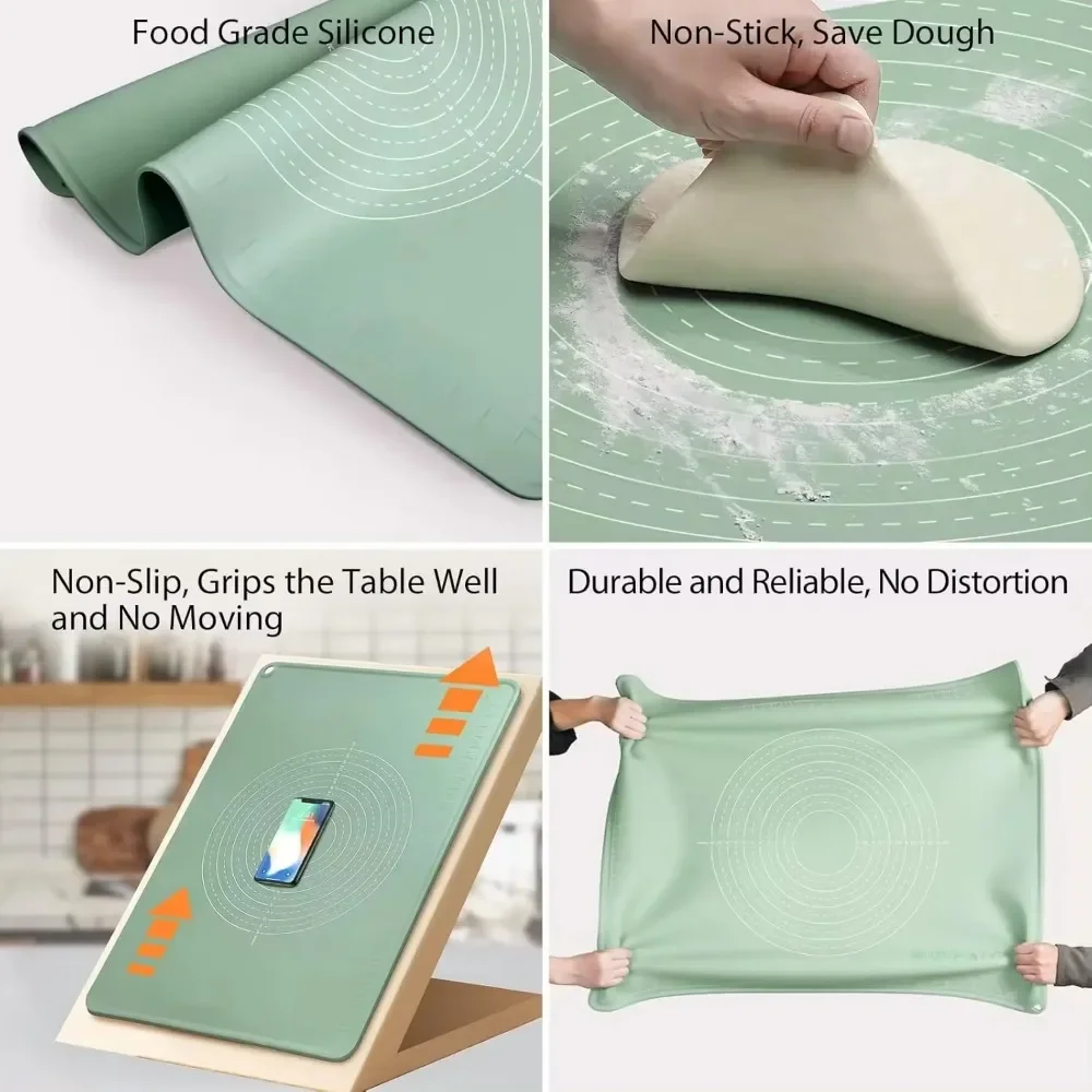 Silicone Baking Mat, Extra Large Non-stick Baking Mat with High Edge, Food Grade Silicone Dough Rolling Mat for Making Cookies