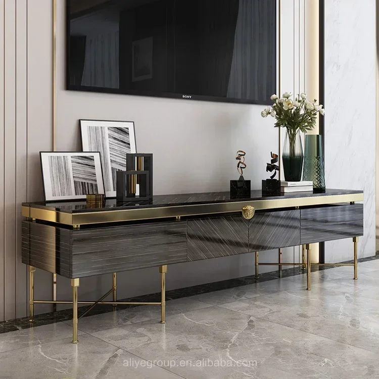 Italy Brand Modern Luxury Living Room TV Cabinet Solid Wood TV Stand With Coffee Table Furniture Set