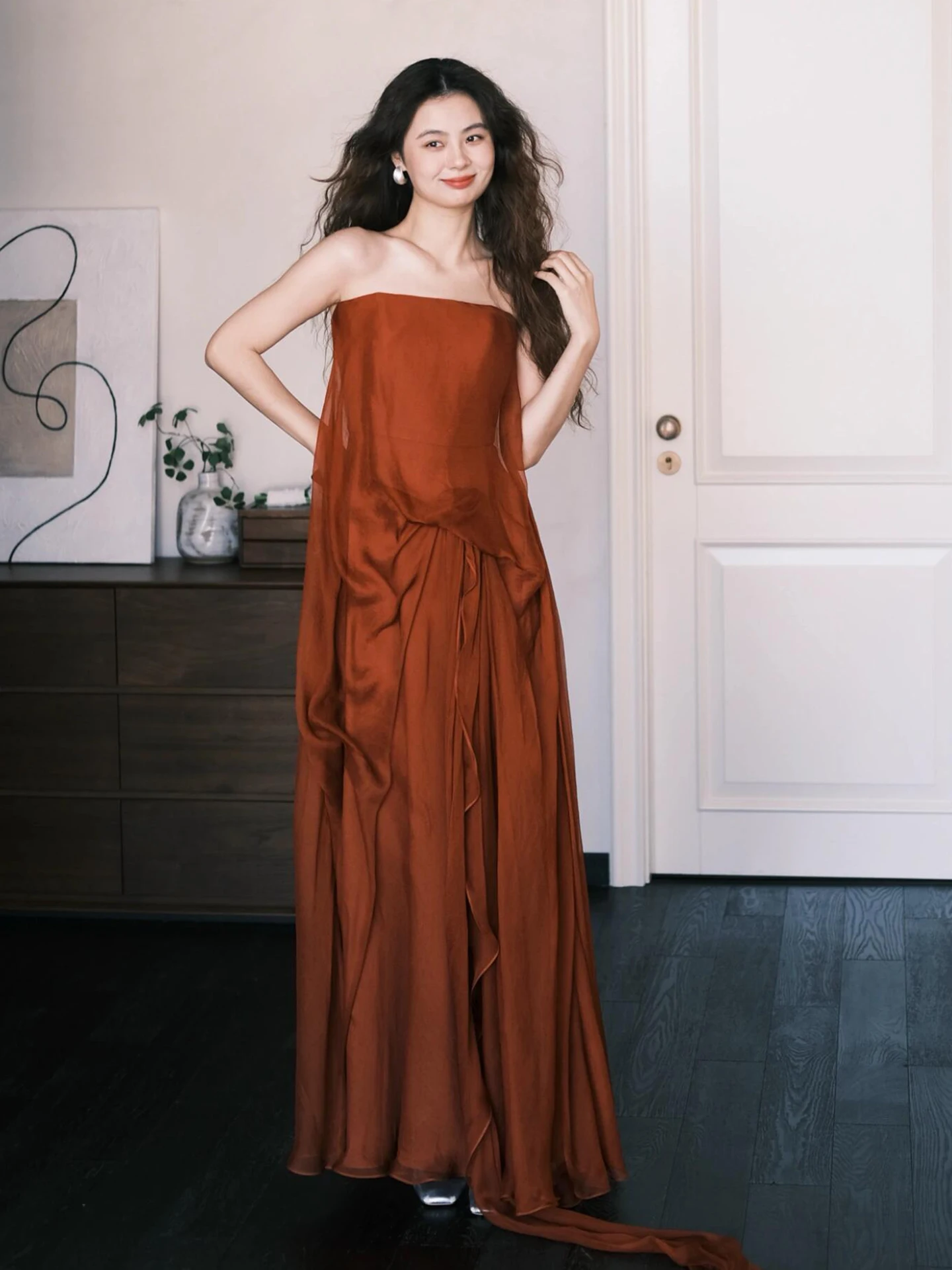 

Красный свадебный утренний халат для женщин, винтажное китайское платье невесты, длинное платье для свадебных церемоний и торжеств