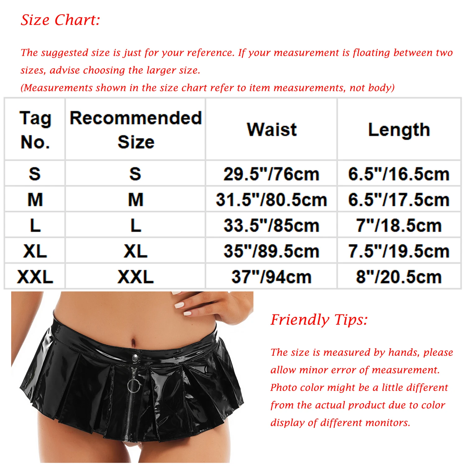 Women Front Zipper Miniskirt Wet Look Patent Leather Pleated Micro Mini Skirt for Nightclub Dance Performance Rave Party Costume