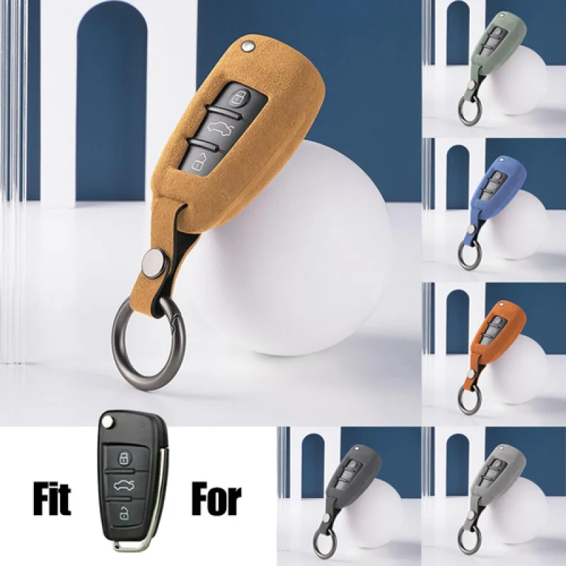 

A+ Suede Leather Car Key Case Cover For Audi A1 A3 A4 A6 Q3 Q5 Q7 RS4 R8 TT Quattro