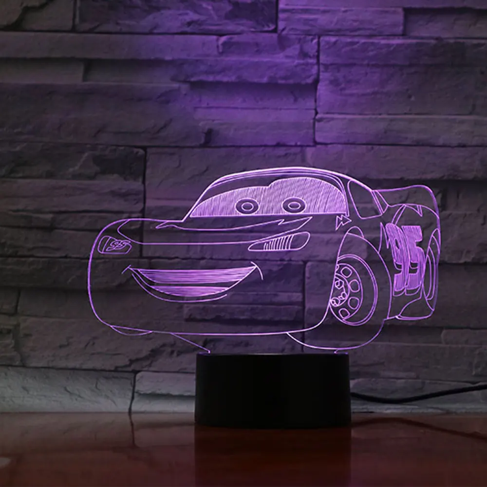 Anime Cartoon 3D LED Night Light for Children Cars Lighting 3D Lamp Bedroom Decoration Nights Lamp Xmas Gifts Lighting