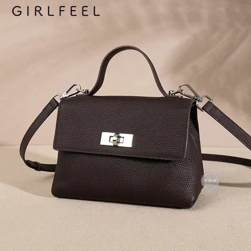 

Luxury Handbags New Fashion Genuine Leather Female Crossbody Bags Small Square Shoulder Bag Cowhide Leather Satchel