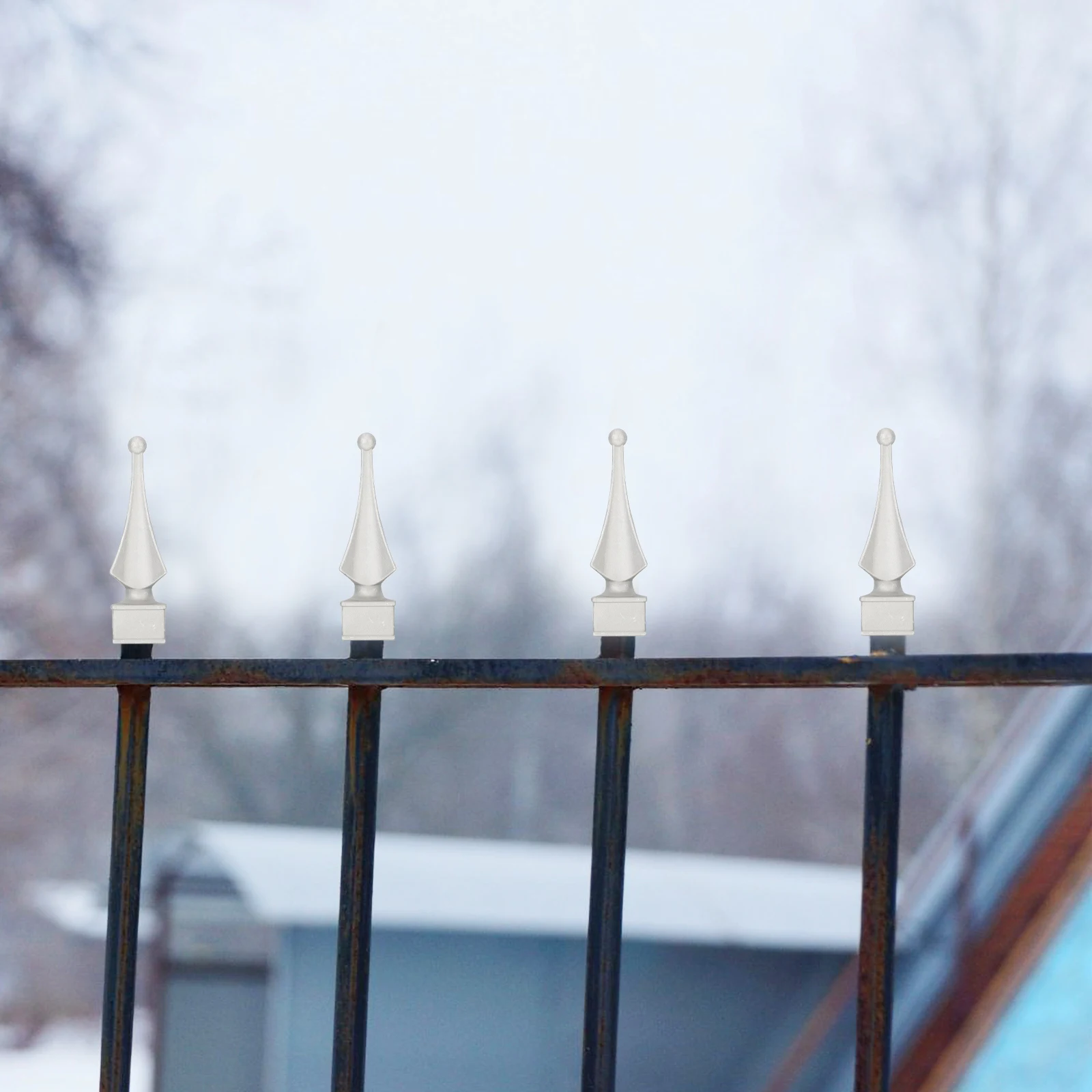 

4Pcs Aluminum Alloy Fence Spears Finials Outdoor Decorative Gate Post Caps 6x6 Yard Fence Toppers Metal Finials