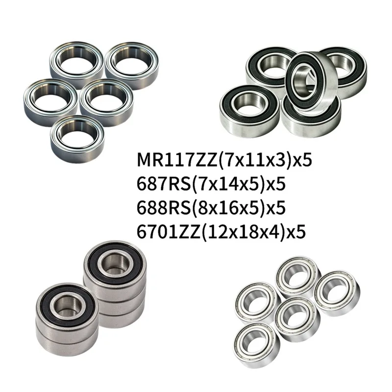 20Pcs Sealed Ball Bearing Set for RC Tractor Model, PTO Shaft & Transmission Gearbox Upgrade Bearings