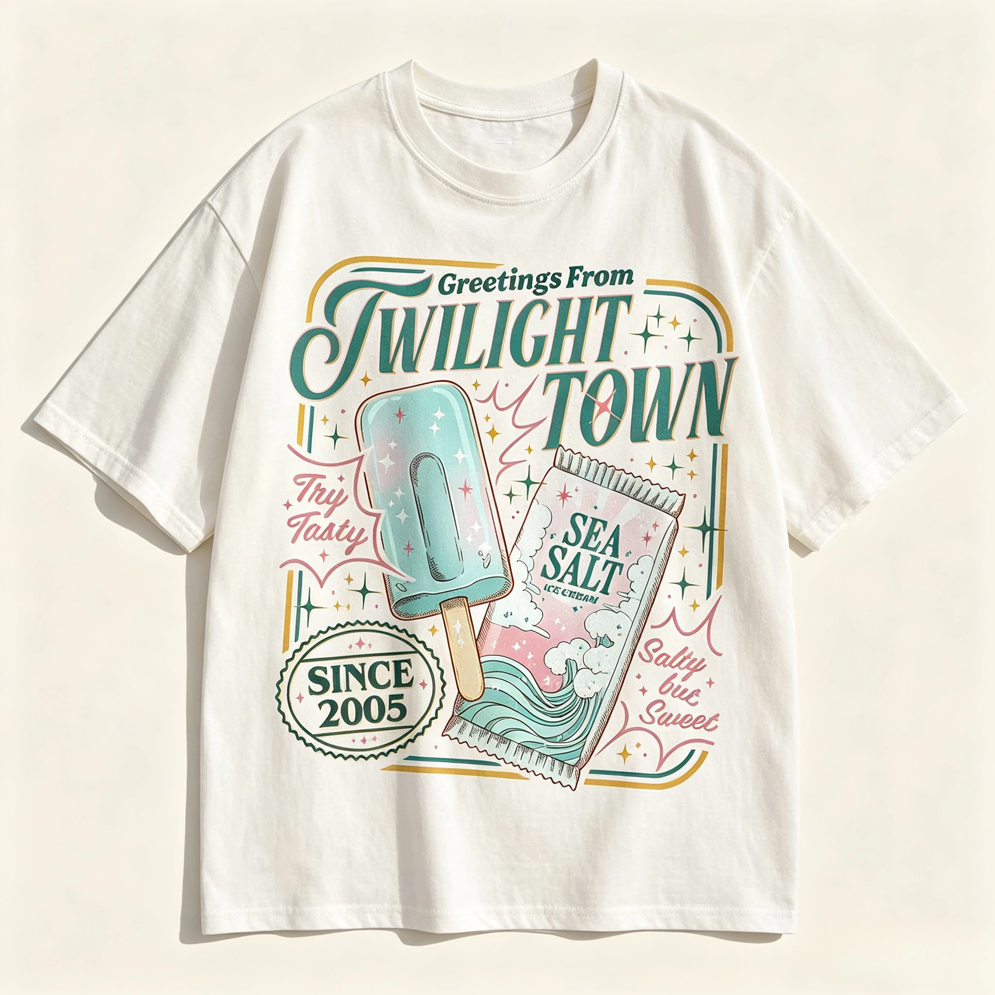 Sea Salt Ice Cream Kingdom Hearts-inspiriertes Grafik-T-Shirt, Unisex Kurzarm-Freizeit-Top für Videospiel-Fans, Streetwear, Alltags-Oberteil – Detail 6
