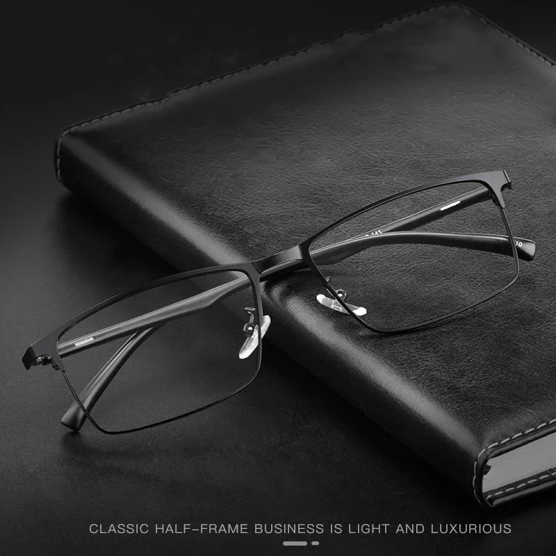 OLLYMURS Fashion Square High Quality Metal Eyeglasses Frame Ultra Light Retro TR90 Optical Prescription Glasses Frame Men 89028