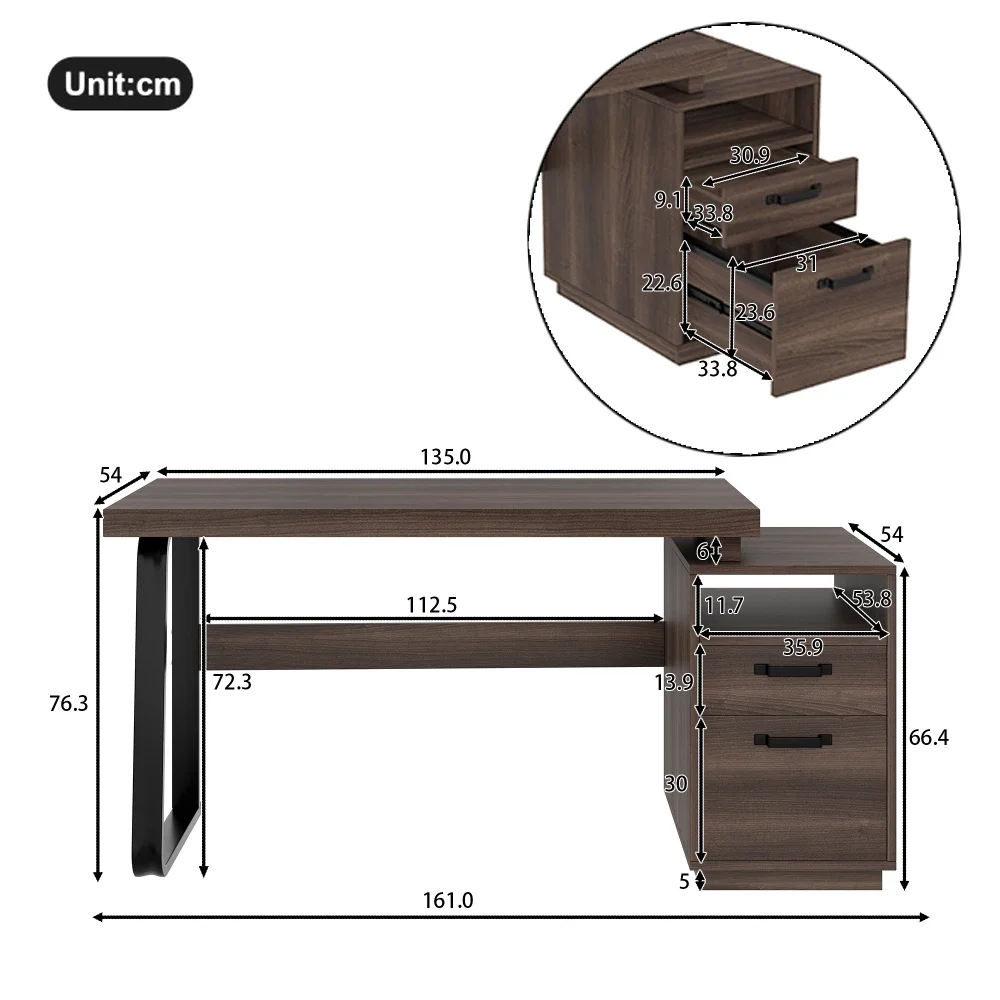 مكتب حديث بأسلوب بسيط، سطح مكتب MDF مع أنبوب فولاذي عالي الجودة، متين للغاية، تصميم تخزين، درج بدون ضوضاء