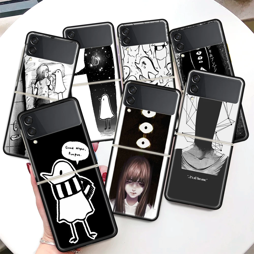 Oyasumi Punpun Hard PC Clear Phone Case Cover for Samsung Galaxy Z Flip 5 4 3 5G Flip3 Flip4 Flip5 Customized Fundas