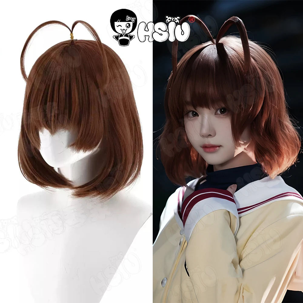 

Nagisa Furukaw Cosplay Wig HSIU 35CM dark brown short hair Synthetic Wig+Wig cap Game CLANNAD Nagisa Furukaw Cosplay