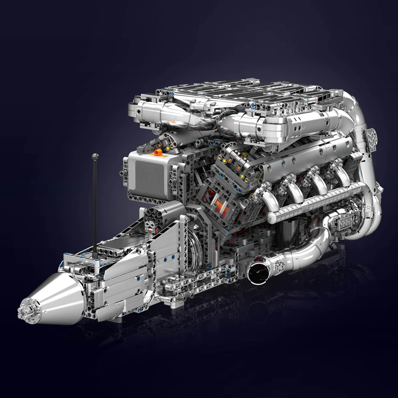 Mould King 10168 V8 Twin Turbo Engine Kit 2899PCS MOC Supercar Model with Working Pistons Turbo for Adults Car Enthusiasts
