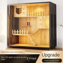 Cat Villa Home Indoor Nest House Super Large Free Space  Cabinet  Room Luxury Solid Wood  Cage