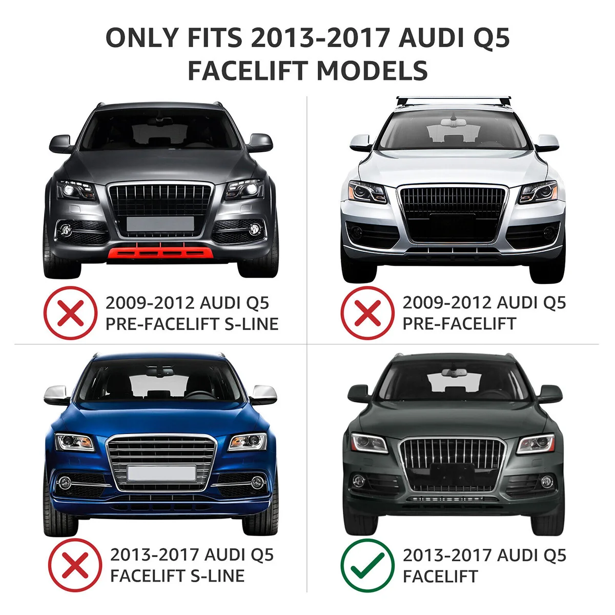 

For Audi Q5 Front Bumper Fog Light Grill Cover 2013 2014 2015 2016 2017 Standard Front Left Right Fog Lamp Cover Grill Grille