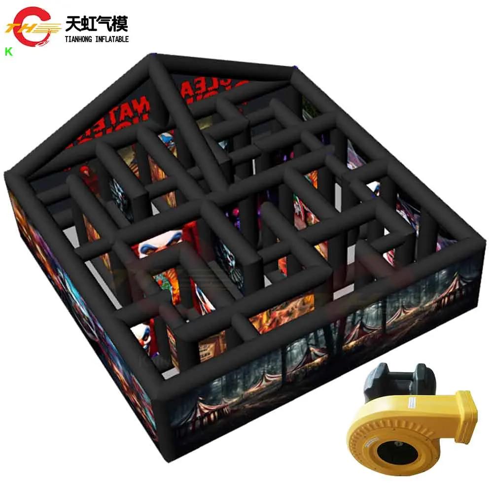 8x8m New Design Inflatable Haunted House with Peak Inflatable Halloween Maze Labyrinth Sport Game with Free Blower