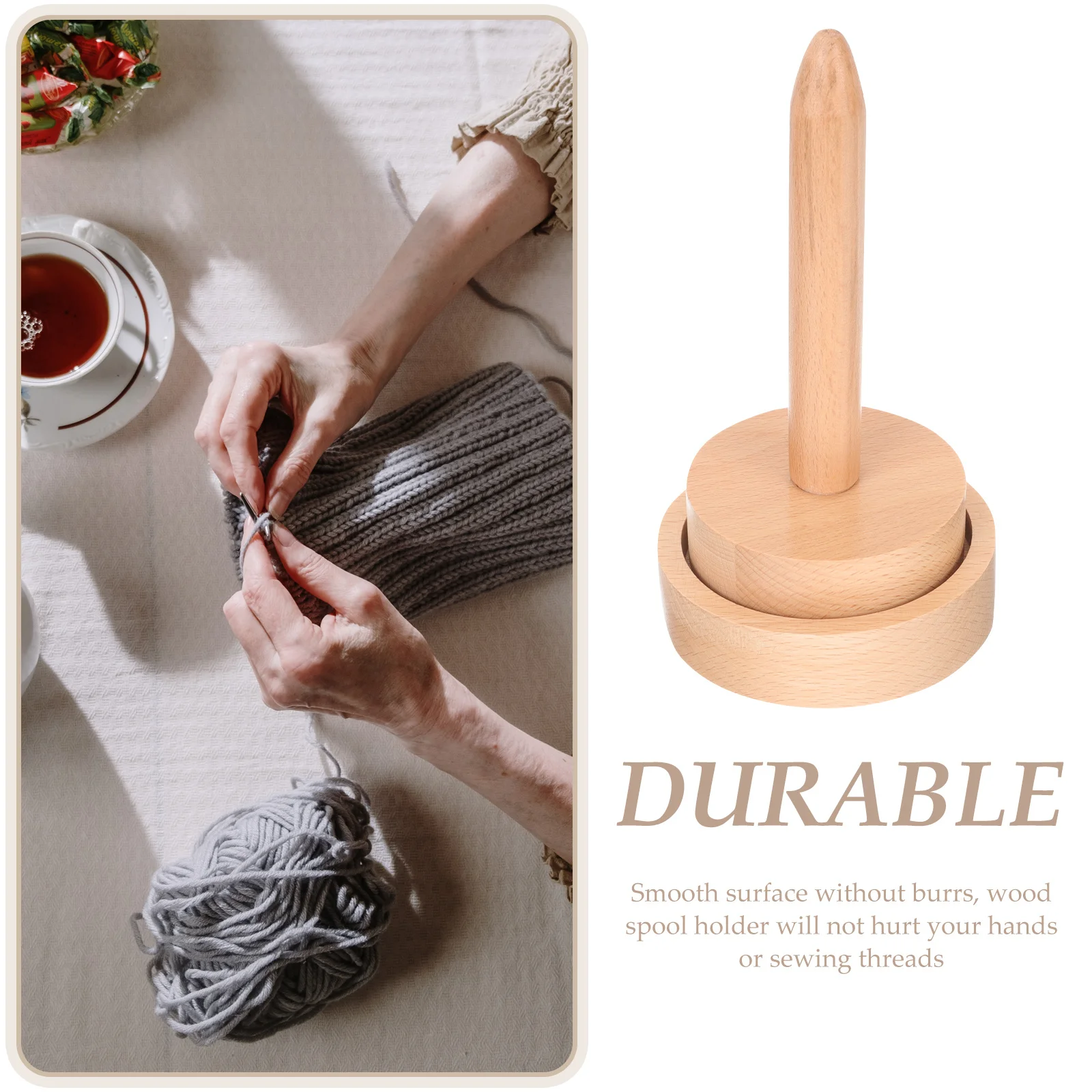 

DIY Wooden Spool Holder Thread Spool Organizing Rack Smooth Surface No Burrs Stable Base Design Wood Thread Holder