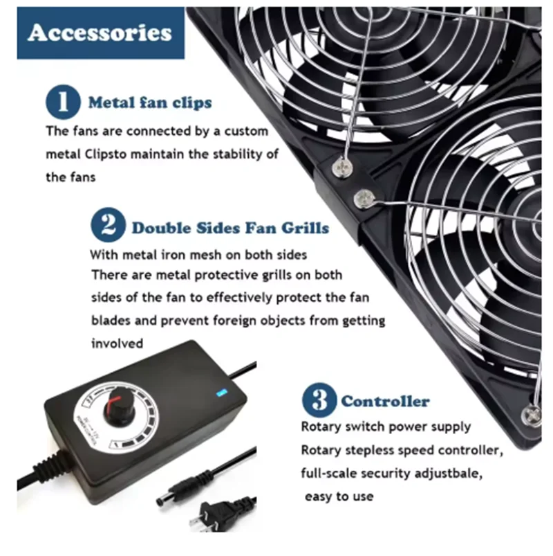 New 120mm 3000RPM Fan Cooling with Controller 12cm 12V 220V Btc Machine Chassis Workstation Cabinet Radiator Server Fan