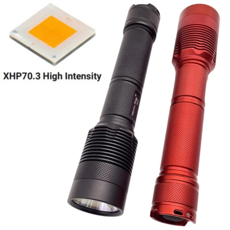 Manta Ray CREE XHP70.3 Flat-Top 45W LED Flashlight 26650 Rechargeable Battery High Beam 4500LM Ultra-Bright Outdoor Flashlight