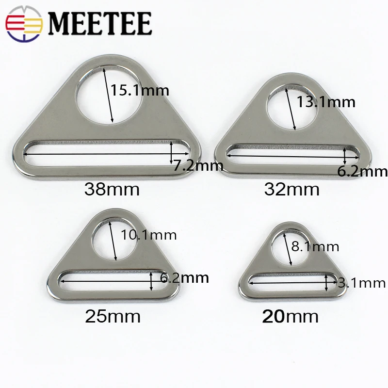 5/10Pc Stainless Steel Triangle Buckle 20/25/32/38mm Adjuster Ring Bag Strap Bikini Bra Clasp Anti-skid Belt Tent Fixing Buckles