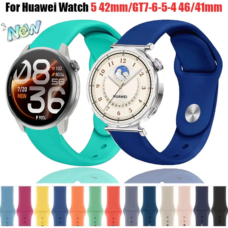 18mm 22mm Silicone Strap for Huawei Watch 5 42mm/GT7-6-5-4 46mm 41mm Soft Bracelet for Huawei Watch GT7/6/5 Pro COROS PACE 4 Pro