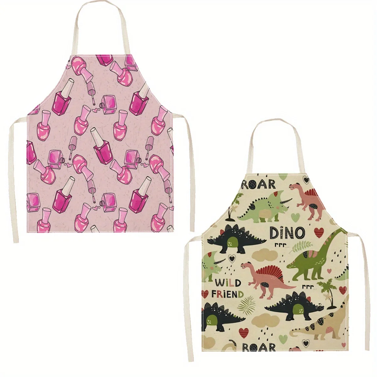 

Розовый фартук с узором в виде лака для ногтей, льняной, для маникюра, салона красоты, готовки, выпечки, для женщин, для домашней работы