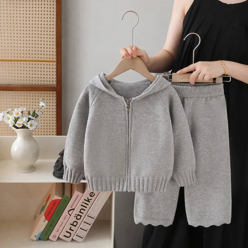 

Autumn Winter Children's sweater, hat knitted sweater and Pants Set 2 to 6 Years Little Girl Casual Girls' sweater Two-piece set