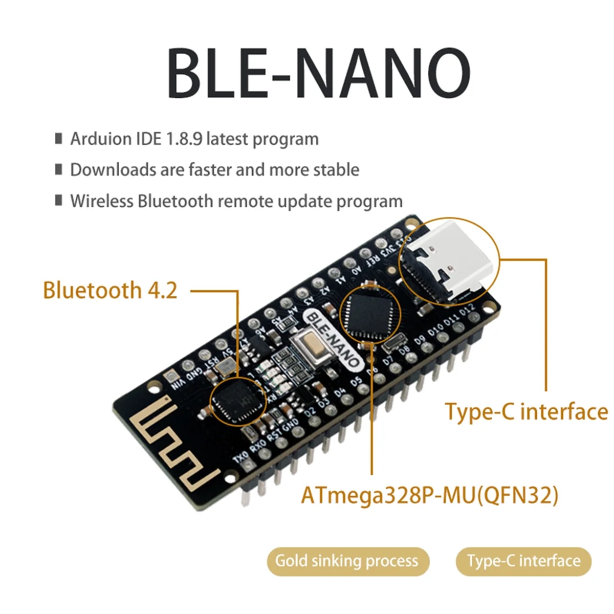 Подходит для Arduino Nano Upgrade/интегрированный CC2540 BLE Bluetooth 4,2/Ble Nano материнская плата интерфейс Type-C