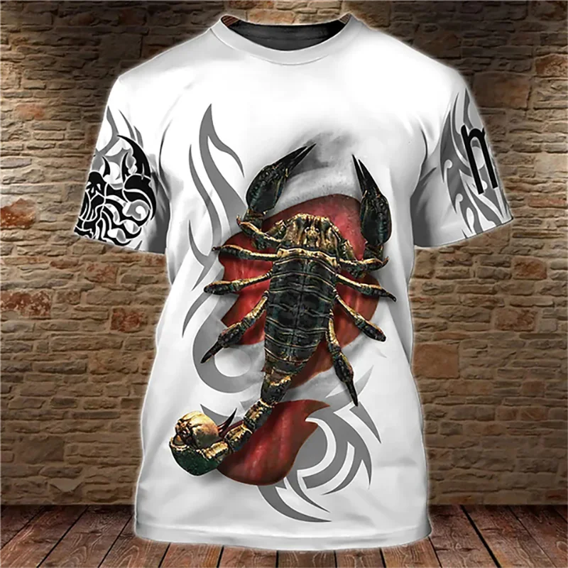 New Men\'s T-Shirt Scorpio Printed Shirt Summer O Neck Sweatshirt For Male Oversized Casual Short Sleeve Tees Daily Loose Tops