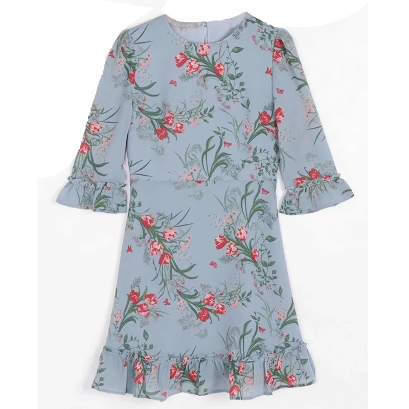 Street Sle taille moyenne Dr juillet WMDR Tagl rond Ne imprimé t-shirt quart Sve femme Faion automne Collection