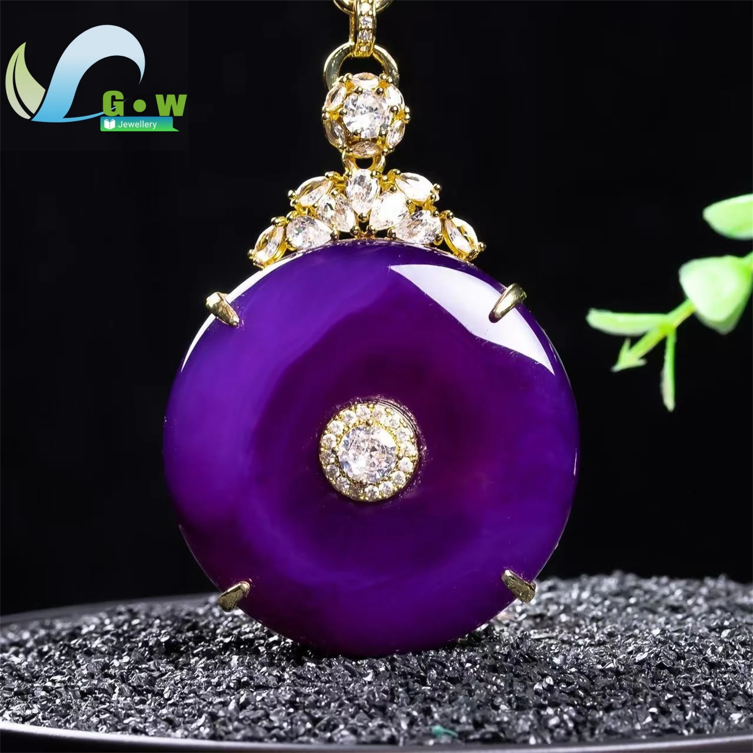 Natural Purple Lepidolite Safety Pendant with Chain Chunky Sweater Necklace Women's Exquisite Retro Ethnic Style Jewelry Gift