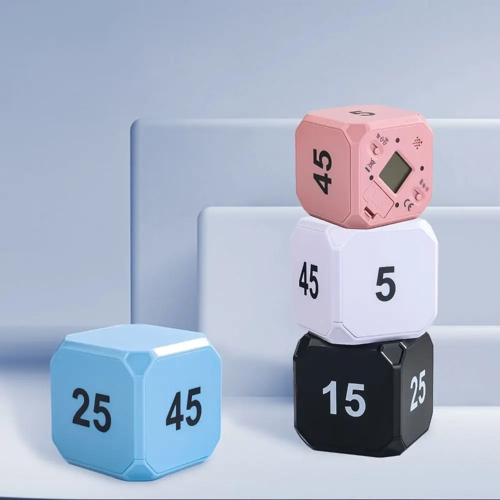 LED Display Cube Digital Timer Long Battery Life Gravity Sensor Cooking Countdown Timer Mini Flipping Preset Timer Study