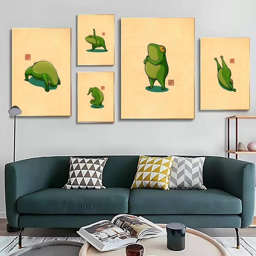 Süßes Yoga-Frosch-Poster, POSTER, Wandbilder für Wohnzimmer, Herbstdekoration, Schlafzimmer