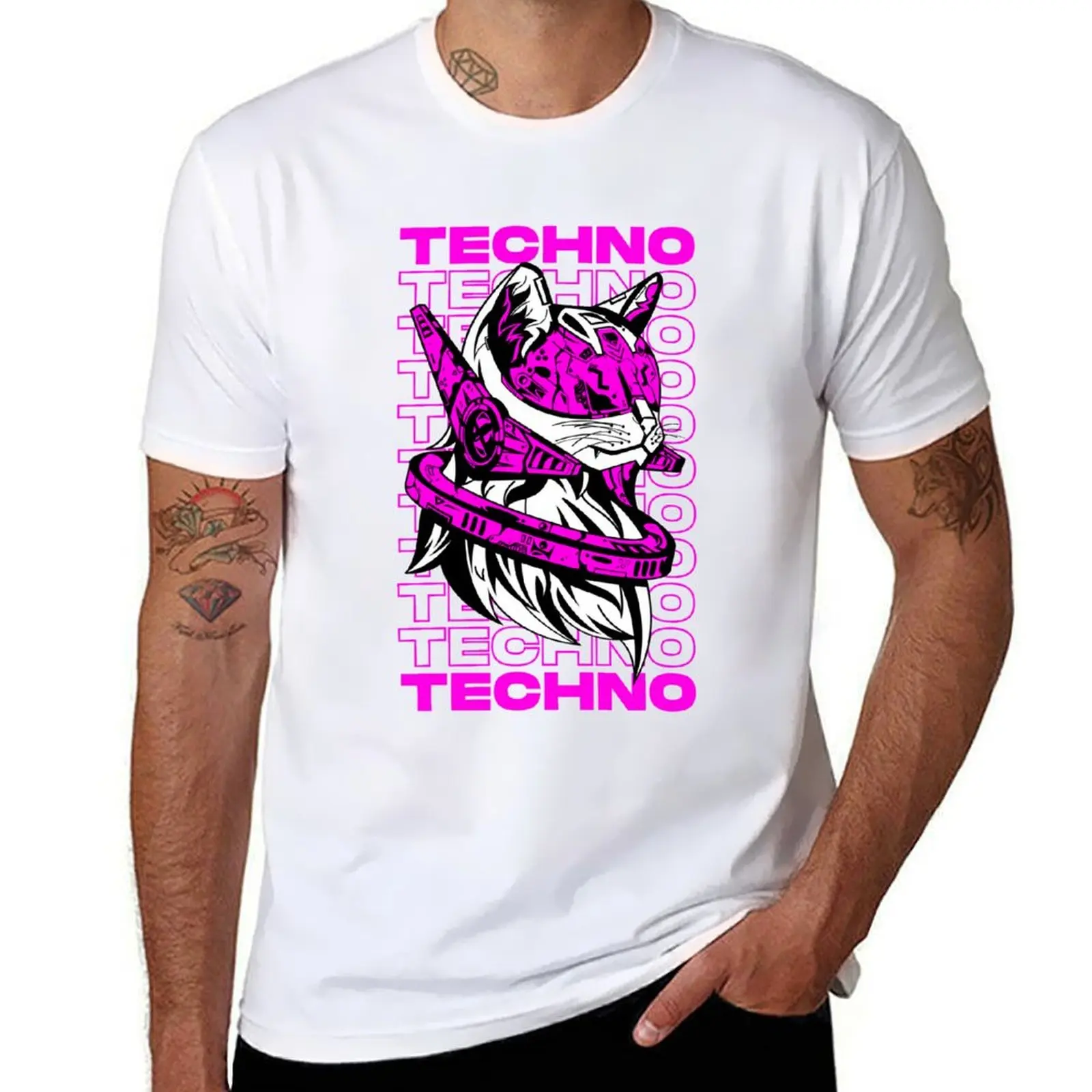 

Techno Cat T-Shirt korean fashion tshirts personalised t shirt men