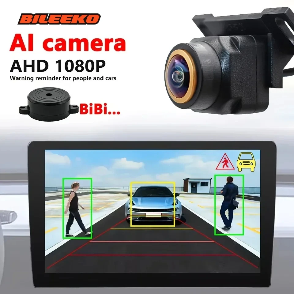 

Умная резервная камера Bileeko AI — объектив «рыбий глаз» 1080P AHD, сигнализация обнаружения движения и помощь при парковке