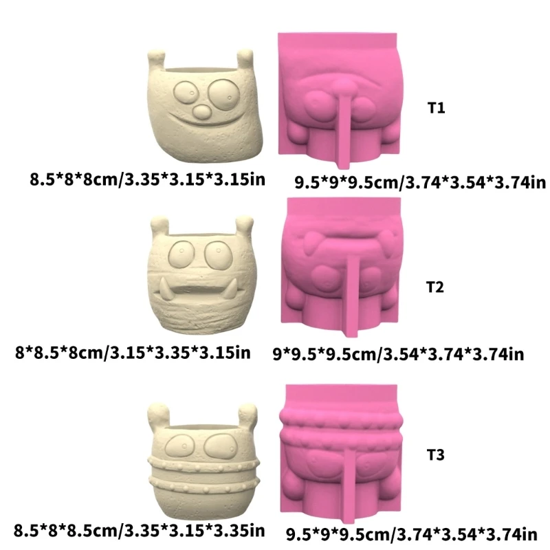 Monsters Silicone Mold Flowerpot Molds for Flower Pots and Pen Holders N2UE